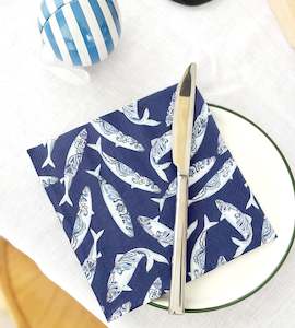 Napkins: IHR Luncheon | Paper Napkins | Decorative Fish Blue