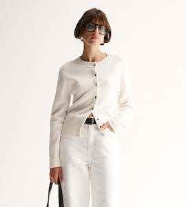 Elka Collective I Saschia Knit Cardigan I White Marle