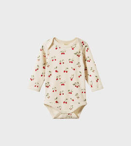 Nature Baby Bodysuits: Nature Baby | Long Sleeve Bodysuit | Strawberry Blush Print