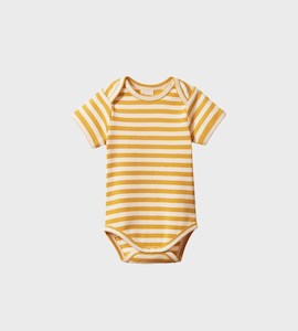Nature Baby | Short Sleeve Bodysuit I Golden Sea Stripe