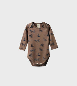 Nature Baby I Mer Ess Long Sleeve Bodysuit Pointelle I Foxy Print Merino