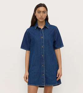 Denim: Assembly Label | Neera Denim Mini Shirt Dress | Heritage Blue
