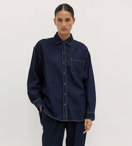 Assembly Label | Kiera Recycled Denim Long Sleeve Shirt | Deep Indigo