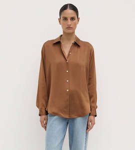 Assembly Label | Pippa Silk Long Sleeve Shirt | Bronze