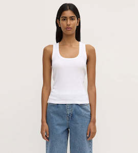 Tops: Assemby Label | Robyn Scoop Neck Rib Tank | White