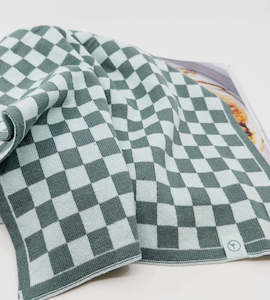Ecovask: Ecovask | Hand Towel | Sea Foam Chequer