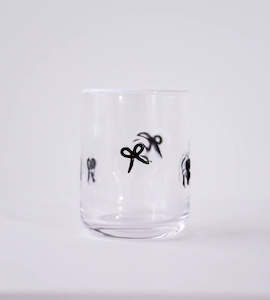 Home Lab I Black Bow Icon Glass I Set of 4 I Black Bows