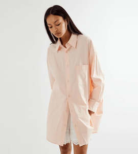 Tops: Commonplace | Peachy Oversized Shirt | Baby Pink