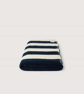 Assembly Label | Signature Stripe Beach Towel | True Navy/Cream