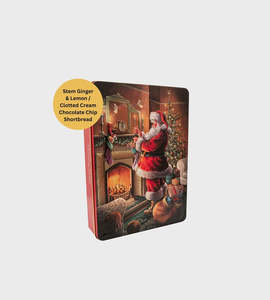 Pantry: Grandma Wild's Santa by the Fire Tin 400g | Ginger & Lemon Shortbread + Clotted Cream Choc Chop Shortbread