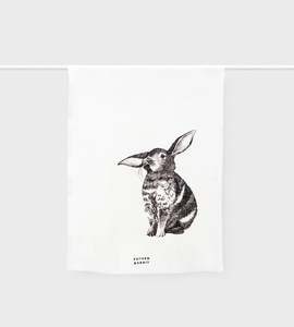 Classic Father Rabbit Home: Father Rabbit | Baby Bunny Linen Tea Towel | Cream