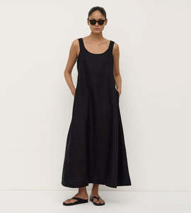 Assembly Label | Maree Linen Midi Dress | Black