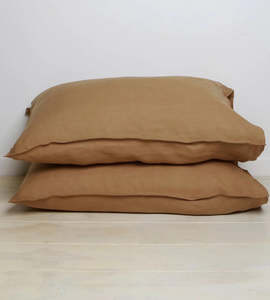 Home Lab | 100% French Flax Linen Pillowcase Pair | Ginger