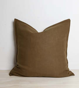 Home Lab | 100% French Flax Linen Euro Pillowcase | Khaki