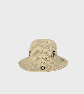 Hat: Sophie | So Relaxed Hat | Ivory with Black Letter stitching