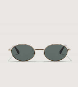 Sunglasses: Assembly Label | Metal Oval Frame | Gold Metal
