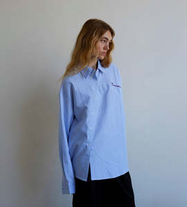 Tops: Commonplace | Cortez Shirt | Sky/Maroon Stripe