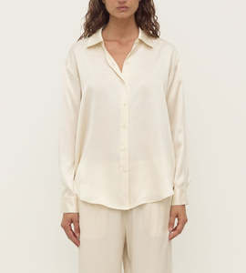 Assembly Label | Pippa Silk Long Sleeve Shirt | Cream