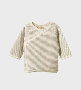 Nature Baby | Kimono Jacket Terry | Nettle Pinstripe