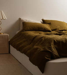 100% French Flax Linen Duvet Cover Set | Khaki