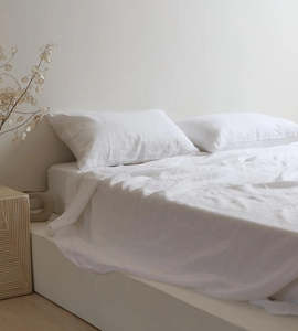 100% French Flax Linen Sheet set | White