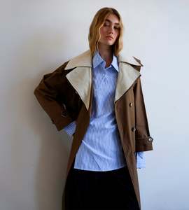 Clothing: Commonplace | Double Layer Trench | Cream/Tan