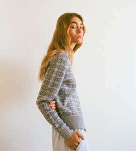 Commonplace | CPD Monogram Cardigan | Sky/Navy