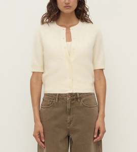 Assembly Label | Carina Wool Short Sleeve Cardigan | Cream