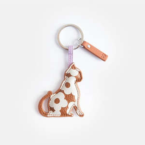 For Her: Flower Cat Keyring | Tan Cream