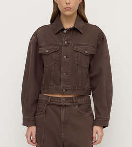 Assembly Label | Womens Cropped Denim Jacket | Dark Ganache