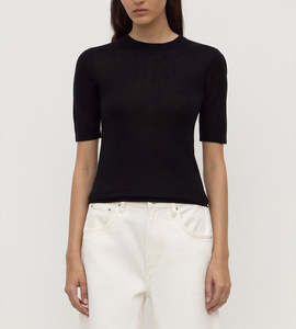 Tees: Assembly Label | Mina Silk Knit Tee | Black