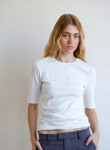 Commonplace | Ruched SS Tee | Ivory