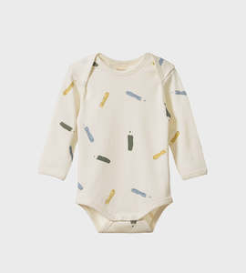 Nature Baby | Long Sleeve Bodysuit | Pencil Print Natural