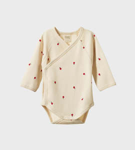 Nature Baby | L/S Kimono Bodysuit | Radish Print