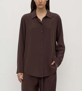 Assembly Label | Betty Silk Long Sleeve Shirt | Ganache