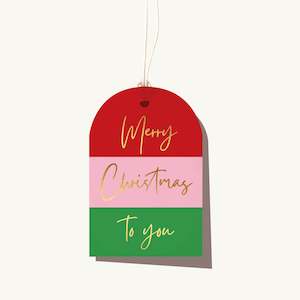 Christmas: Elm Paper | Tag | Christmas Colour Stripe Gift Tag
