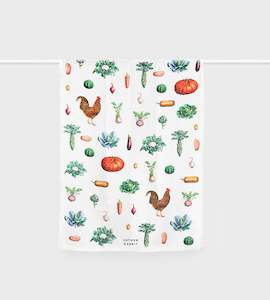 Father Rabbit | Tea Towel | Vintage Vegetables