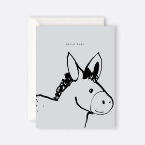 Father Rabbit Baby Kids Cards: Father Rabbit Stationery | Card | Hello Baby Donkey