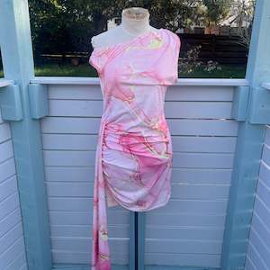 Recycled Clothinf: Pink Off Shoulder Dress