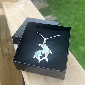 Necklaces: Paua Double Dolphin Necklace