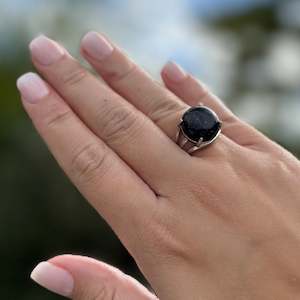 Blue Goldstone Crystal Ring