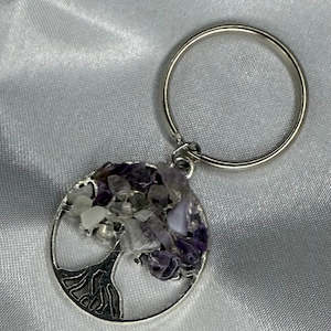 Crystal Accessories: Amethyst Crystal Chip Tree Keychain