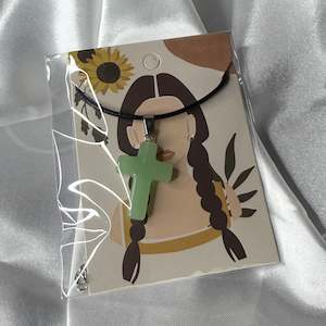Necklaces: Aventurine Cross Pendant Necklace