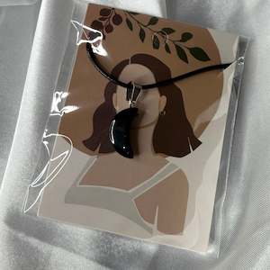 Necklaces: Obsidian Half Moon Pendant Necklace
