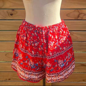 Thrift: Red Boho Shorts