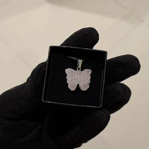 Rose Quartz Carved Butterfly Necklace