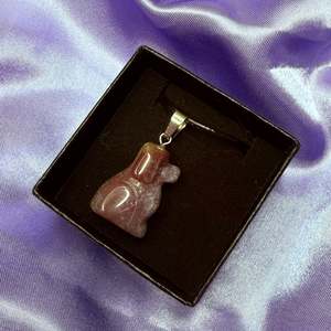 Necklaces: Rhodonite Carved Dog Necklace