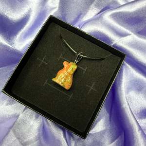 Unakite Carved Dog Necklace