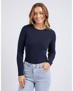 Hoodies Crews: Foxwood Scoop Long Sleeve Rib - Navy