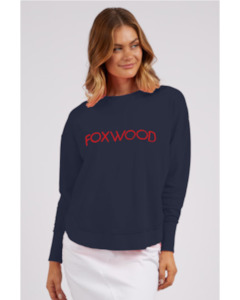 Hoodies Crews: Foxwood Simplified Metallic Crew - Navy/Red
